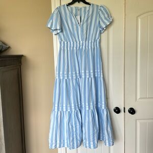 Crown and Ivy Blue and White Striped Maxi Dress